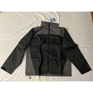 Columbia NWT Mens Glennaker Lake Rain Jacket Black Nylon Hood Waterproof Size M